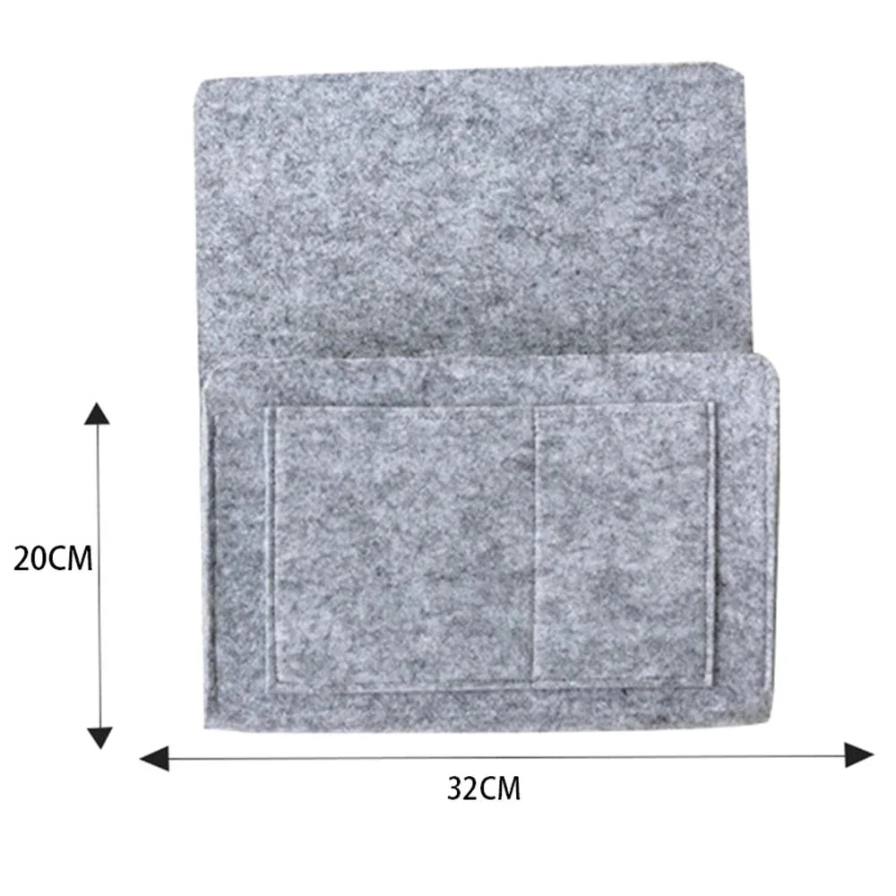 Hanging Storage Bag for Bed Sofa Side, Phone Book Magazine Holder Pockets, Baby Tissue Box, Felt Bedside Storage Organizer Pouch