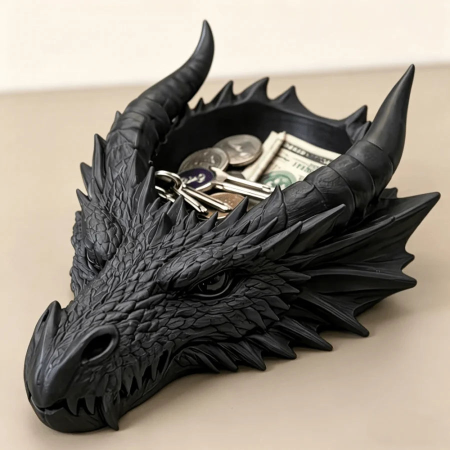 Dragon Head Resin Storage Tray Key Holder Jewelry Organizer Gothic Entryway Decor for Keys Coins Rings Gift for Dragon Lovers