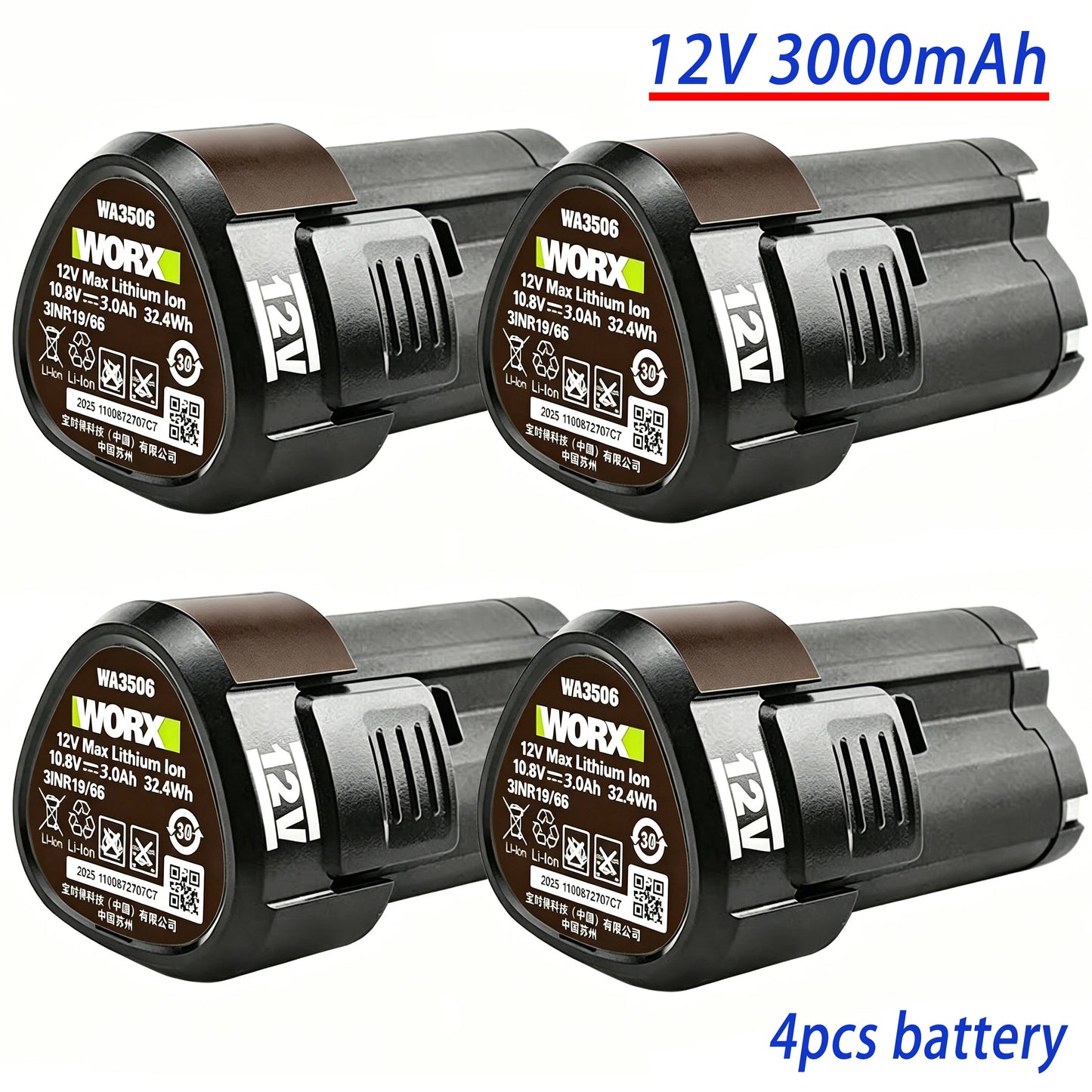 100% New 12V 3000mAh RW9300 WA3503 Replacement Li-ion Battery For Worx WA3504 WA3505 WA3553 RK2515K2 Cordless Tool Power Battery