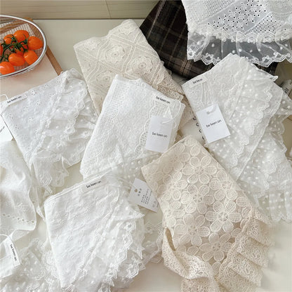 INS Y2K Stylish Lace Embroidery Layered Triangular Types Jeans Pant Matching Half Skirts Fart Curtains All-Match Stacked Skirt