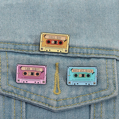 Retro Tapes Enamel Pins Custom 80s 90s Nostalgic Music Brooches Lapel Badges Clothes Funny Jewelry Gift for Friends