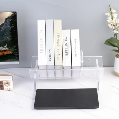 Acrylic Desktop Bookcase Book Storage Organizer Shelf Bookshelves Clear Modern Tabletop book magazine Rack for Office Home