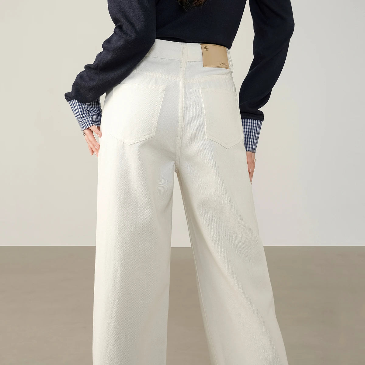 SENTUBILA Straight Jeans Woman Casual High-Waisted Cotton Jeans 2025 Autumn New Collection Pants Women's Clothing W53NA3335