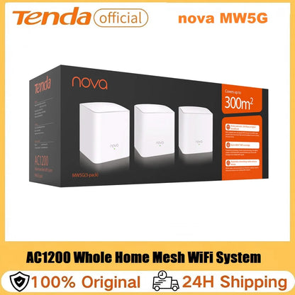 Tenda MW5G Nova Mesh WiFi System 2.4&5Ghz Dual-Band AC1200 Whole Home Gigabit Network Router Extender Covers up to 6000 sq.ft