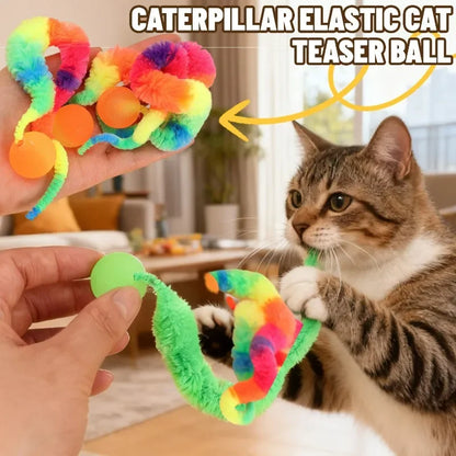 20-1Pcs Cat Interactive Toys Colorful Noctilucent Bouncing Balls Indoor Floor Cat Worm Caterpillar Elastic Toy Pet Supplies
