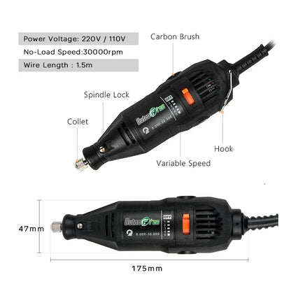 130W Power Tools Electric Mini Drill Die Grinder Engraver Polisher with Rotary Tools Set Kit Variable Speed Dremel Engraving Pen