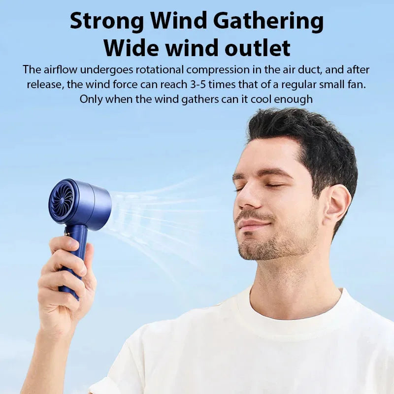 Mini Handheld Fan USB Fast Charging Portable Air Calculating Fan Mute Personal Highspeed Fan for Travel Outdoor Activities