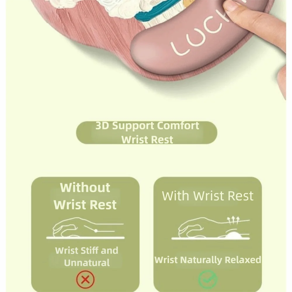 Cute Cartoon Mouse Pad with Wrist Rest Anti-Slip Rubber Puppy Mouse Pad HD Printing Cute Wrist Rest Pad Desktop Setup
