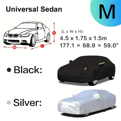 Car Cover Protect Outdoor Exterior Anti Sun Snow UV Winter Summer SUV Sedan Auto Sunshade Dustproof Waterproof Black Silver