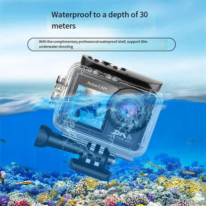 XFDZ WiFi Anti-Shake Action Camera 5K 30FPS Dual Screen 170° Wide Angle 30M Waterproof Sport Camera with Remote Control
