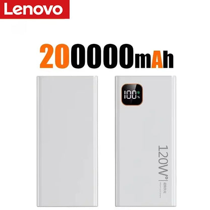 Lenovo 500000mAh Portable Power Bank 120WSuper Fast Charging Large Capacity External Battery Charger Powerbank For Xiaomi iPhone