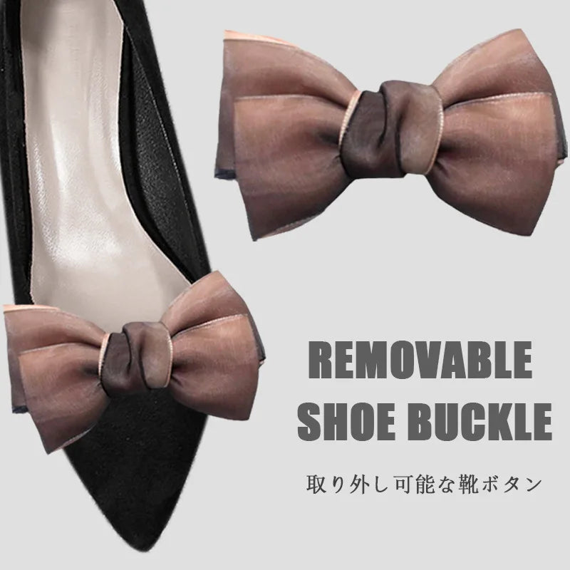 1 Pc Accessories High Heel Gauze Removable Charm Buckle Shiny Clips Shoe Decorations Clip Bow Ribbon