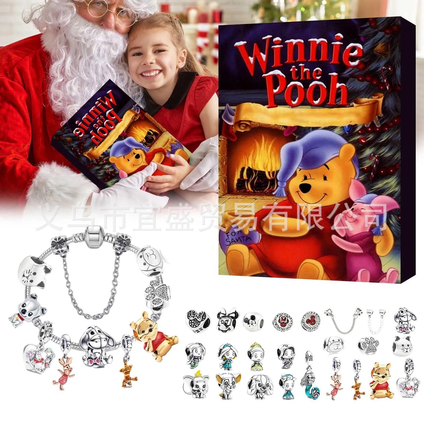 Disney Stitch Mickey Mouse Adventskalender-Armbänder, 24 Tage Countdown, DIY-Schmuckherstellung, süßes Weihnachtsgeschenk