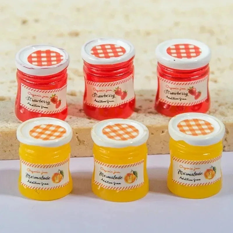 10Pcs Cute Strawberry Orange Jam Jar Resin Charms Pendants for Jewelry Making DIY Earring Keychain Decoration Accessories