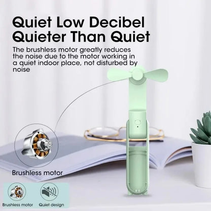 Portable Mini Cute Handheld Fan Foldable 3 Speed Adjustable Fan Office Home Desktop Travel Outdoor Use Type C Charge Pocket Fan