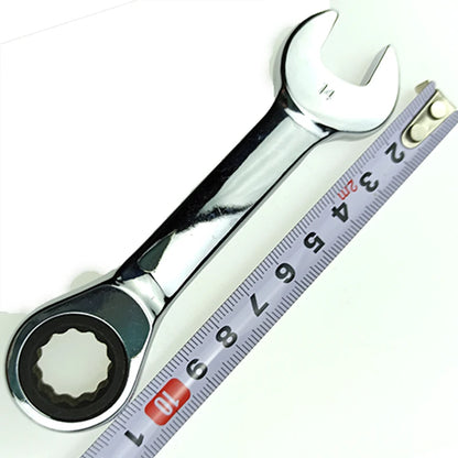 8-19mm Short Handle Ratchet Handle Wrench CR-V Combination Wrenches Quick Open Spanner Auto Repair Tools 1pcs