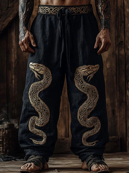 Men's Viking Nordic Sun Art Knot Tribe Celtic Rune 3D Printed Casual Pants Drawstring Straight Leg Pants Summer Beach Pants