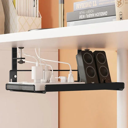 Under Desk Cable Management Tray, No Drill Steel Desk Cable Organizers, Wire Management Tray Cable Management Rack