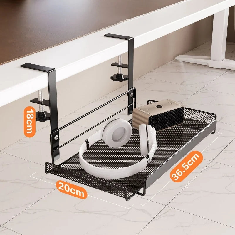 Under-desk Cable Management Tray Cable Management Rack Without Punching Carbon Steel Scalable Storage Rack Desk Wire Organizer