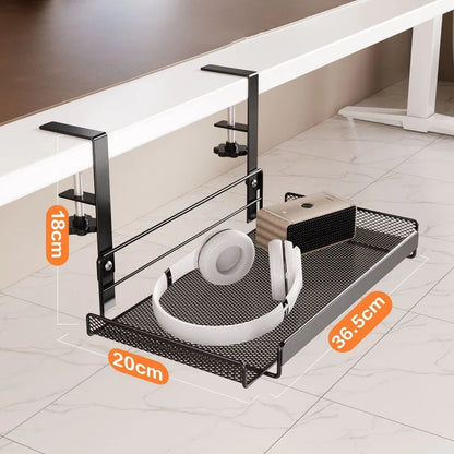 Under-desk Cable Management Tray Cable Management Rack Without Punching Carbon Steel Scalable Storage Rack Desk Wire Organizer