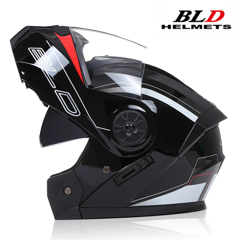 Modular Motorcycle Helmet with Double Lens & Flip Up Face Shield Professional ECE/DOT Certified Casco for All Season Riding