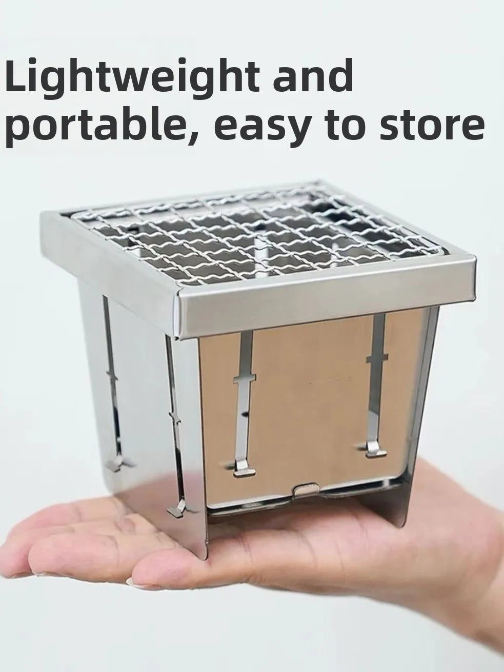 Portable Folding Stainless Steel Pocket Stove Indoor Outdoor Camping Travel BBQ Grill Tea Cooking Lightweight Compact Design
