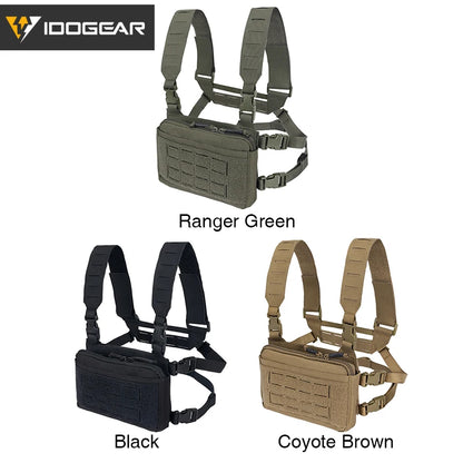 IDOGEAR Tactical Chest Rig MOLLE 500D Nylon Sandwich Side Buckle Front Baffle Elastic Waist Adjustment 3319