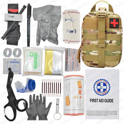 17 Piece First Aid Kit IFAK Emergency Tourniquet Chest Seal Survival Gear and Equipment Belt Molle Car Travel Hiking
