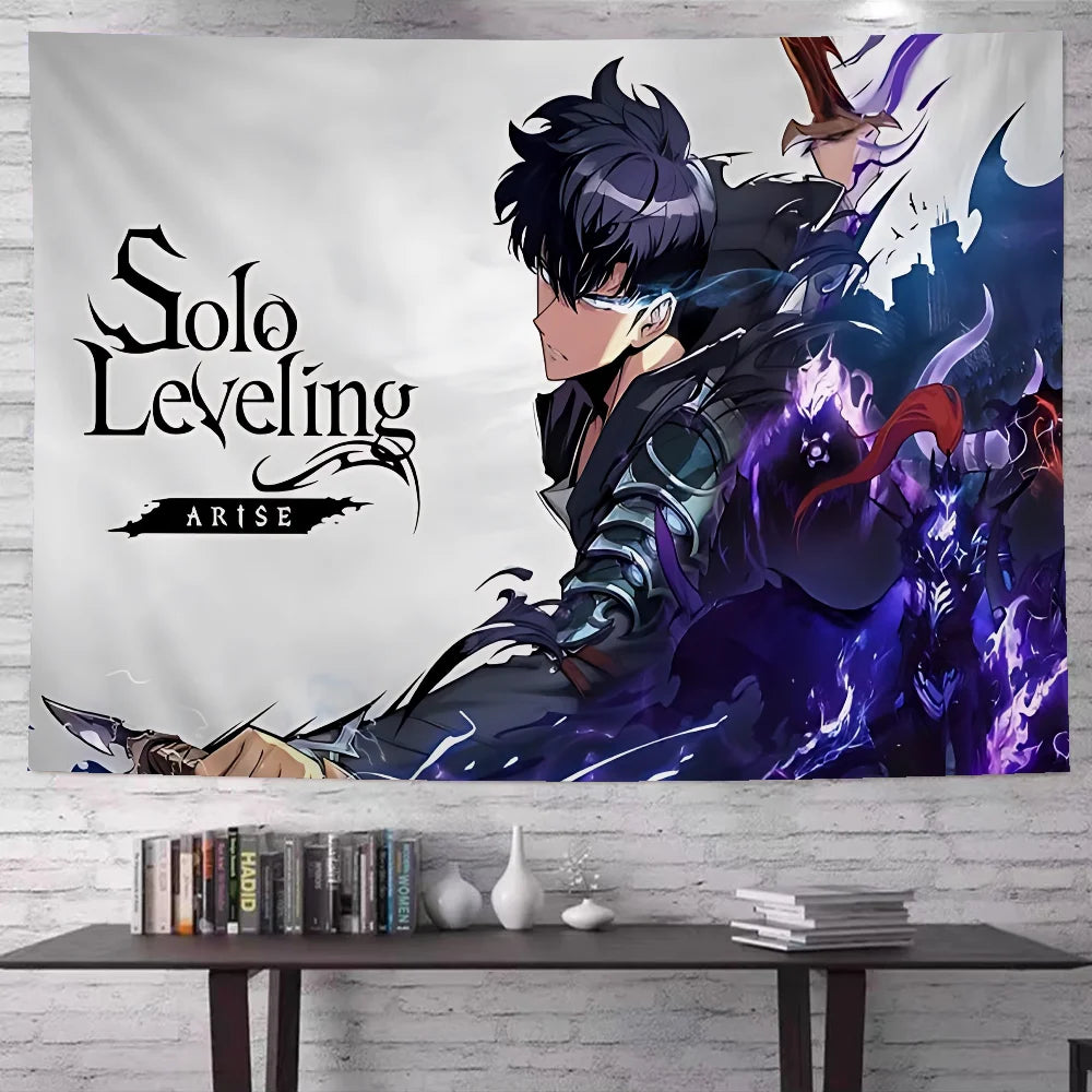 Solo Leveling Anime Cartoon Tapestry Art Science Fiction Room Home Decor Wall Hanging Home Decor