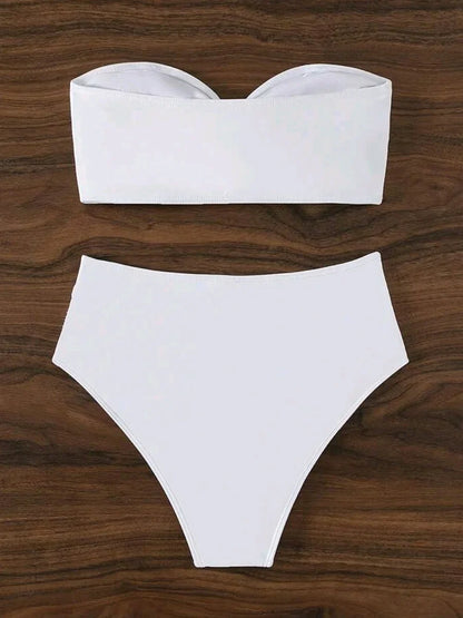 XS - L 3D Flower Bandeau Bikinis Female Swimsuit High Waist Bikini Women Swimwear Two-pieces Bikini Set Bathing Suit Swim Lady