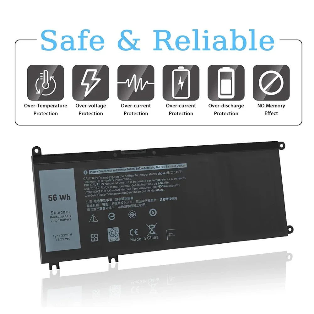 33YDH Laptop Battery for Dell Latitude 13 3380 14 3490 15 3590 3580 Inspiron 7000 7778 7773 15 7577 G3 3579 3779 G5 5587 G7 7588