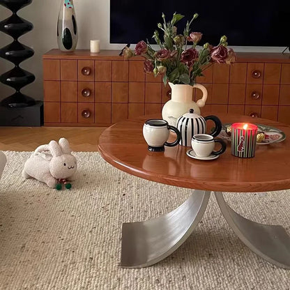 Classical Solid Wood Round Coffee Table Vintage Simple Living Room Low Coffee Tables Creative Luxury Sofa Beside Home Furniture