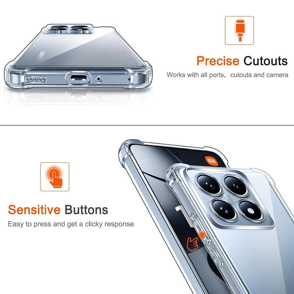 Silicone Soft Shockproof Case For Xiaomi Xiaomi Mi 15S 15 14 14T 13 13T 12 12X 12T 12S 11 11T Pro Lite 5G Ultra Thin Clear Cover