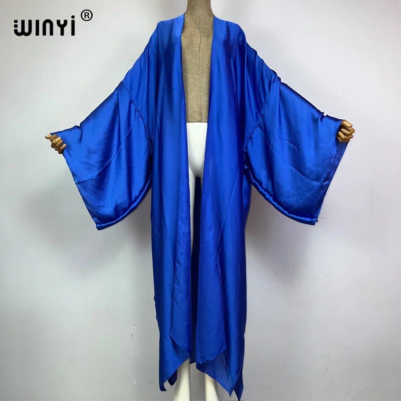 WINYI kimono boho monocolour kaftans beach wear Elegant купальник Holiday beach outfits for women cover ups comfortable dress