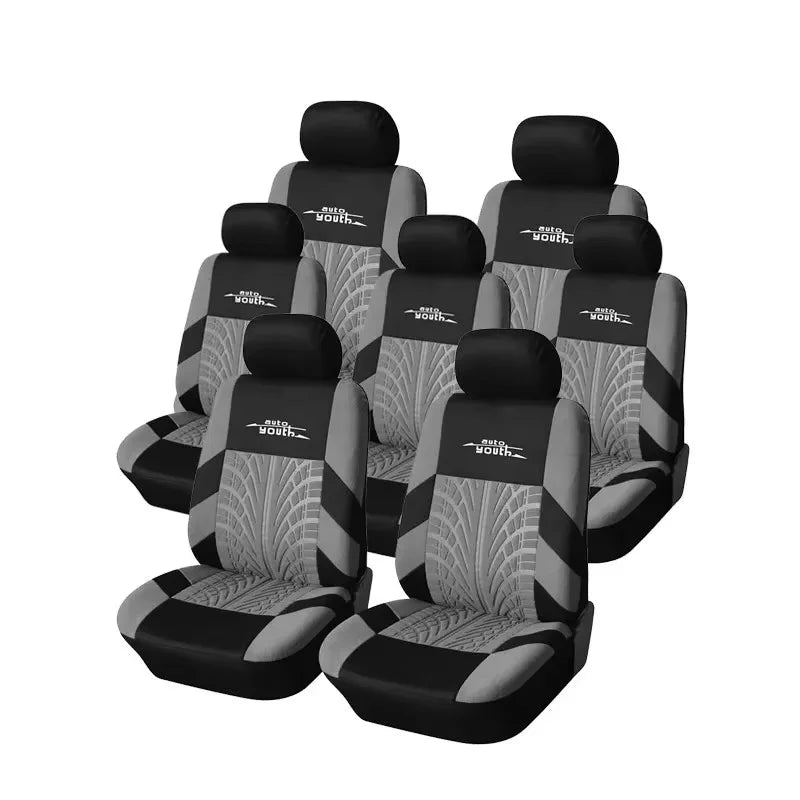 AUTOYOUTH 7PCS Universal Car Seat Cover Fashion Tire Indentation Car Seat Cover Fit for Cars Trucks & SUVs Automotive Interior