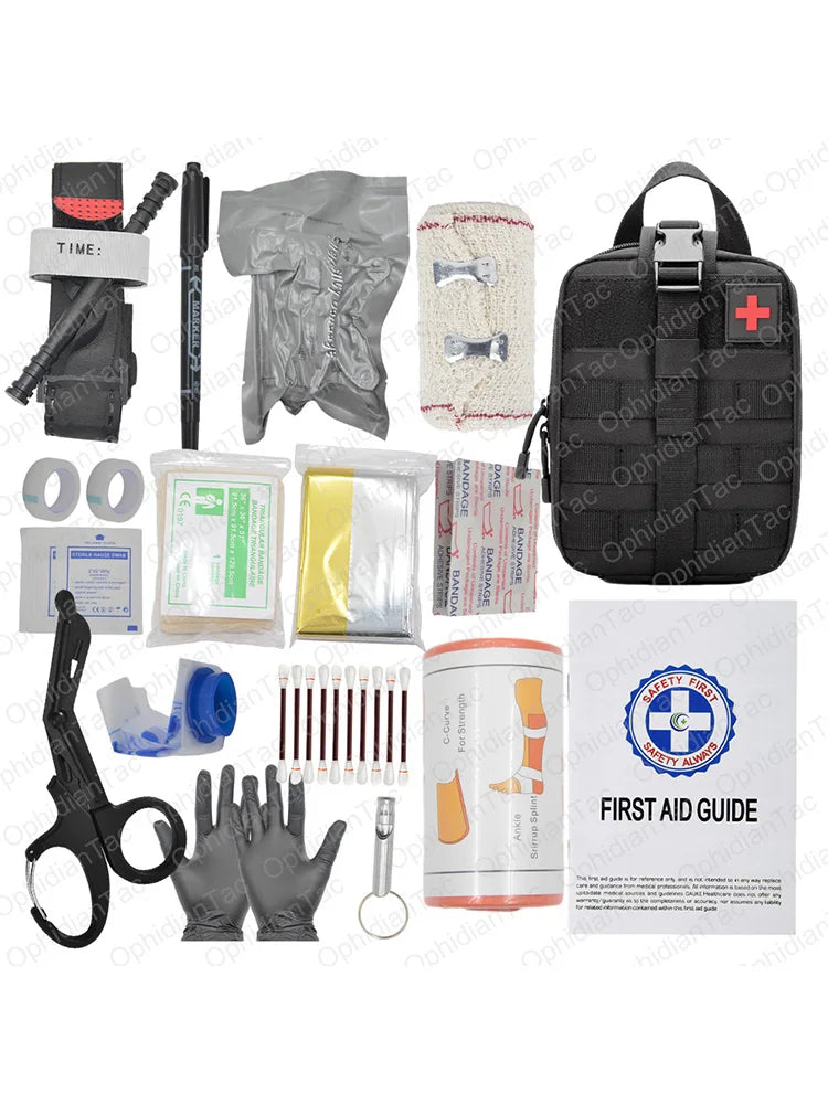 17 Piece First Aid Kit IFAK Emergency Tourniquet Chest Seal Survival Gear and Equipment Belt Molle Car Travel Hiking