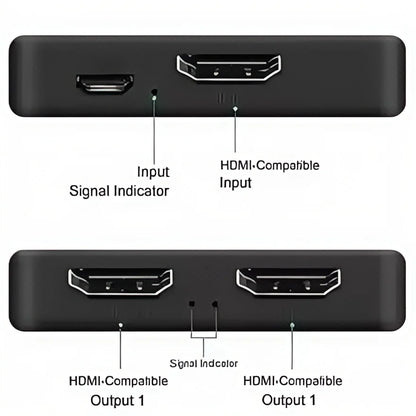 1x2 4K HDMI Splitter - 1 Input 2 Output Video Distributor for Dual Monitor, PC,Projector,Laptop,4K@60Hz HD Amplifier Switch Box