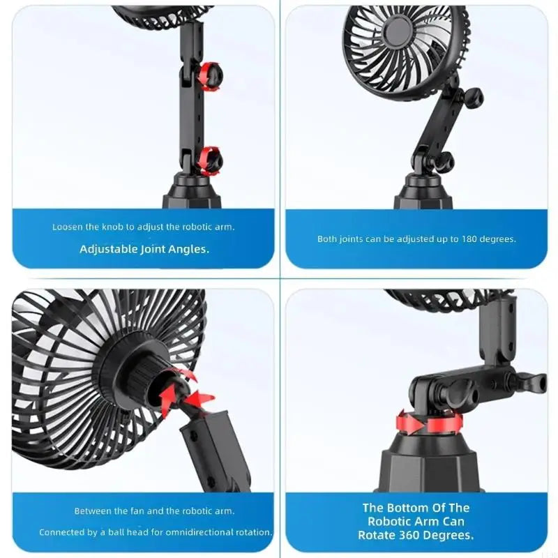 Portable 5V Car USB Powered Fan for Cup Holder Portable 360 Degree Rotation Low Noise 3 Speed Adjustable Cooling Fan F19E