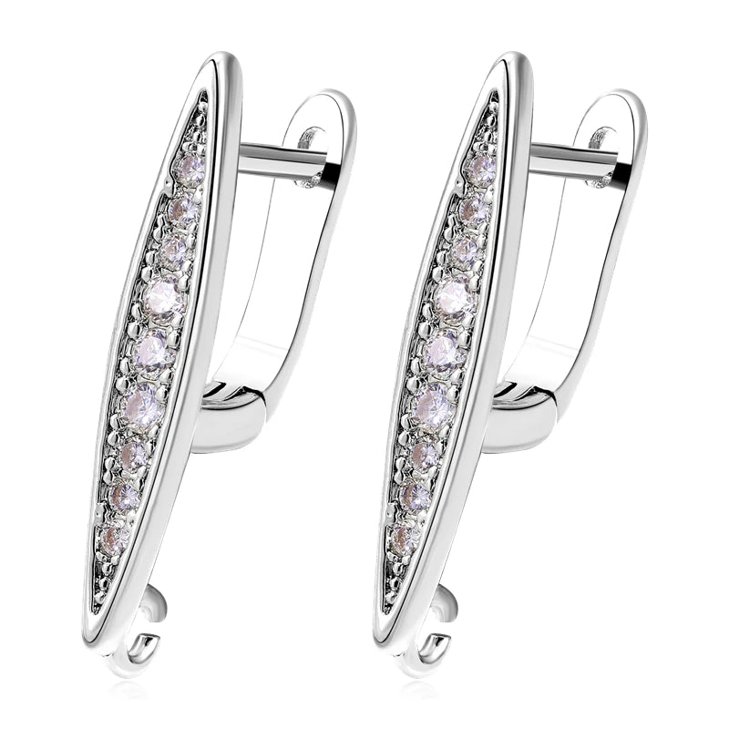 Juya 18K Gold Silver Plated Fastener Bales Fixture Earring Hook Locks For DIY Women Fashion Crystal Agate Charms Earrings Making