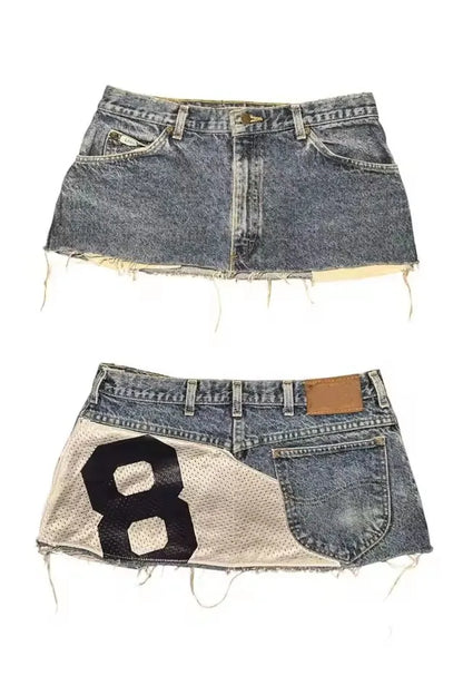 Trend Personality Splice American Street Spicy Girls Patch Letter Mini Skirts Retro Dressing Up Sexy Y2k Skirts Gothic Skirts