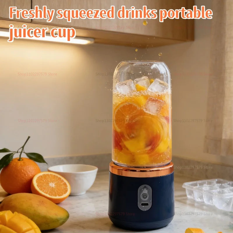 Portable Electric Blender 6 Blades Juice Smoothie Maker Ice Crusher Food Processor Personal for Fresh Drinks Juicer Machine