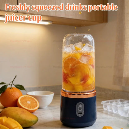Portable Electric Blender 6 Blades Juice Smoothie Maker Ice Crusher Food Processor Personal for Fresh Drinks Juicer Machine