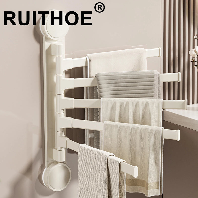 Towel Rack Rotatable Towel Holder Aluminum 2/3/4/5-Bar Towel Hanger Kitchen Bathroom Hanging Wall Mounted Suction Cup