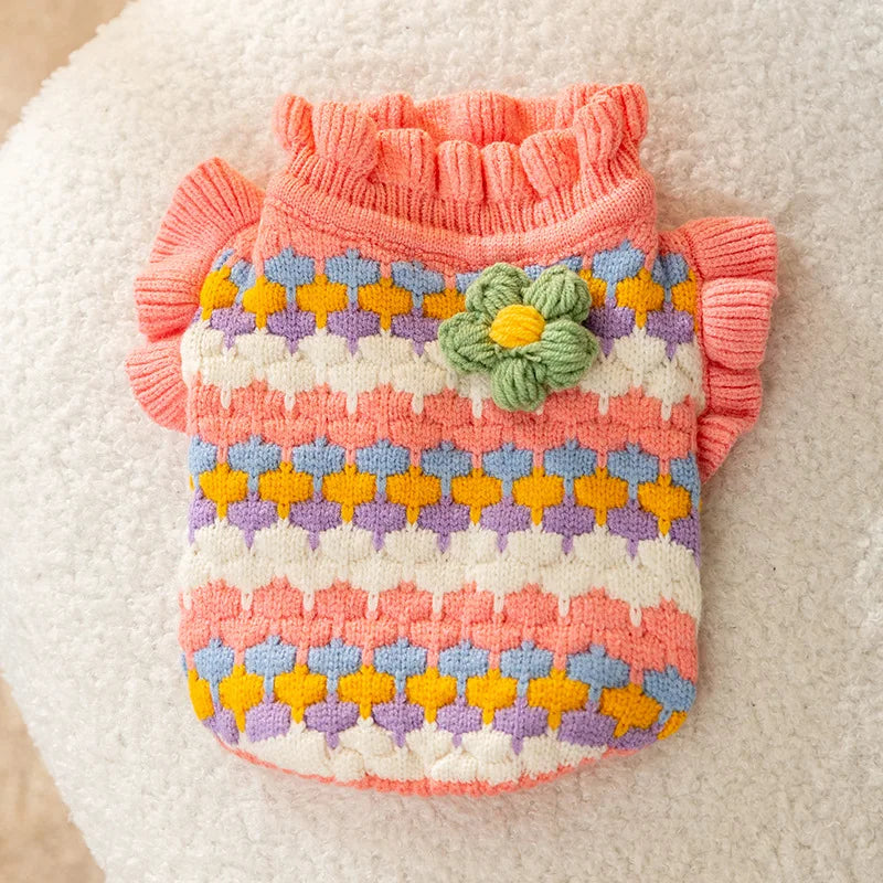Luxury Dog Clothes for Girl Dog Pullover Knitwear Chihuahua Bichon Sweet Sweater Puppy Outfit Jacket Warm Winter Pet Clothing