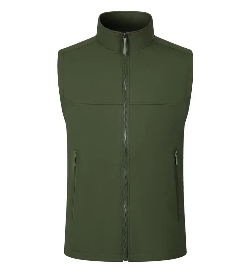 Custom Logo Standing Collar Vest Warm Full Zip Up Sleeveless Jackets Lightweight Outdoor Hiking Vest Man’s Volunteer Waistcoat