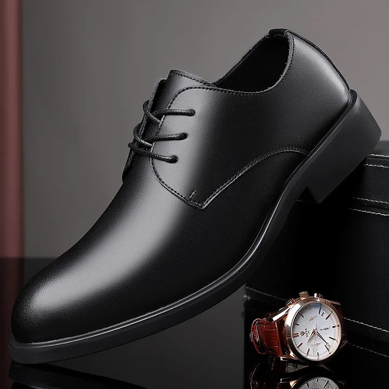 Men's Shoes Black Leather Formal Shoes for Men Oxfords Male Wedding Party Office Business Shoe Man