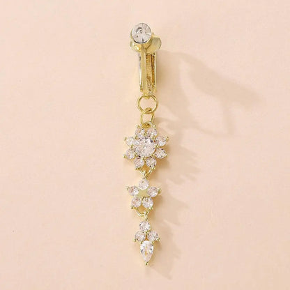 Clip On Belly Button Ring Butterfly Copper Zircon Pink Fake Belly Piercing Umbilical Navel Body Jewelry Trendy Fashion Style