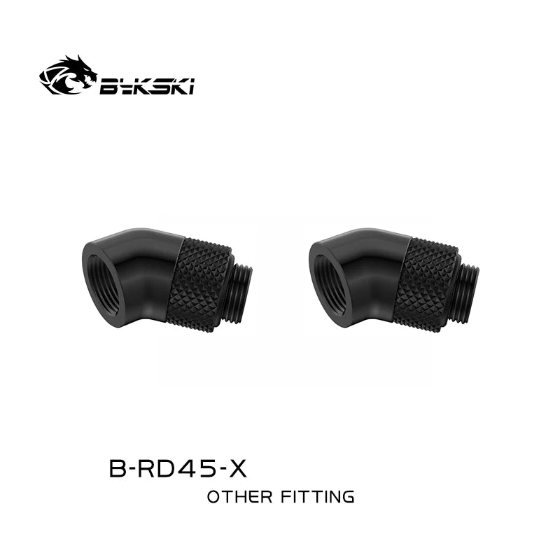 BYKSKI 2pcs G1/4'' 90 Degree /45 Degree Rotary Compression Fitting /for Water Cooling Adaptors Copper Metal Connector B-RD90-X