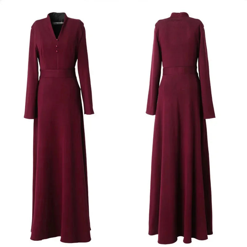 New Spring Autumn Dress Fashion Loose Long Sleeve A-line Dress Women Long Dresses Middle Aged Mother Fashion Dress