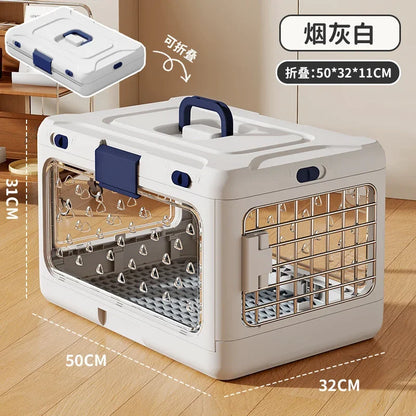 Pet Supplies Portable Pet Air Bag Folding Dog Suitcase Out Car Carrying Large Capacity Cat Checked Transparent Box